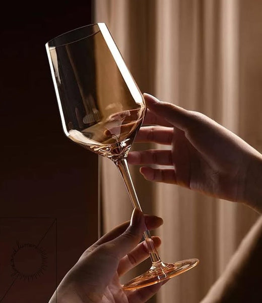 Square Amber Wine Glass