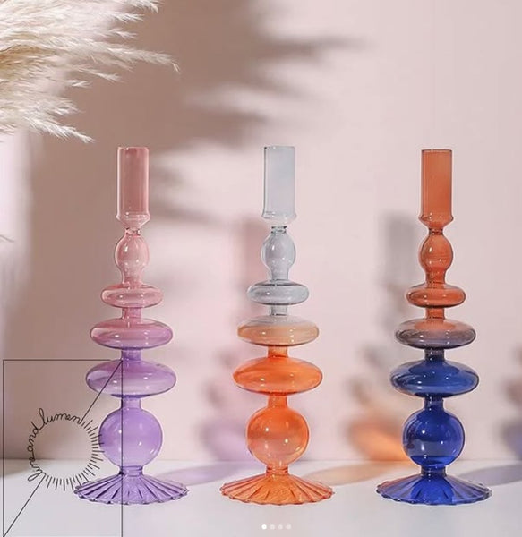 Ombre Colored Glass Vases / Candleholder