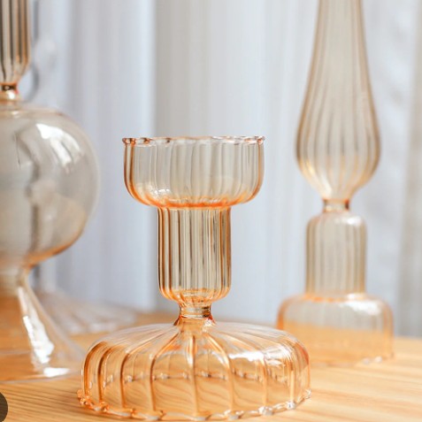 Vintage Amber Vase /  Candleholder