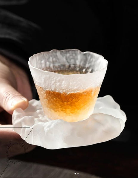 Glass Frosted Coffee Cup With Saucer