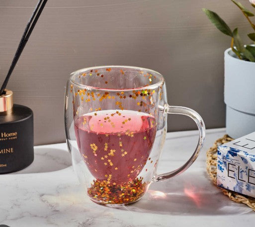 Stars Double Wall Glass Mug