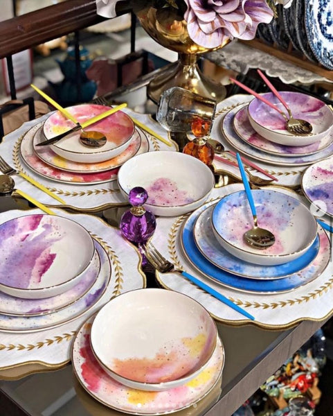 Porland Cosmos Mixed Color Serving & Breakfast Set 24 pcs for 6 people