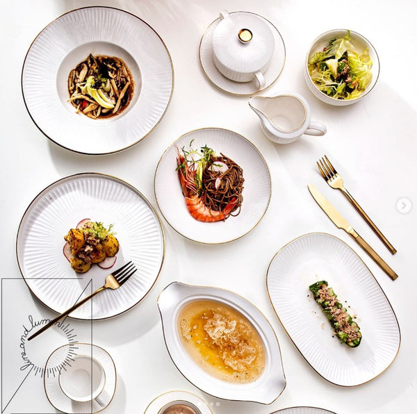 Rippled Porcelain Dinner Set