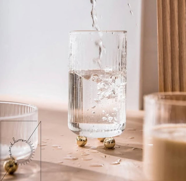 Rippled Glass With Gold Round Legs