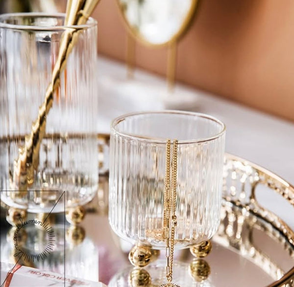 Rippled Glass With Gold Round Legs