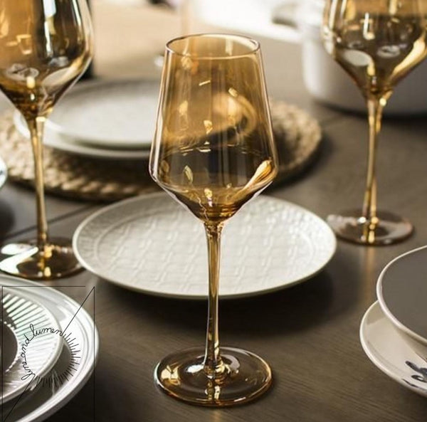 Square Amber Wine Glass