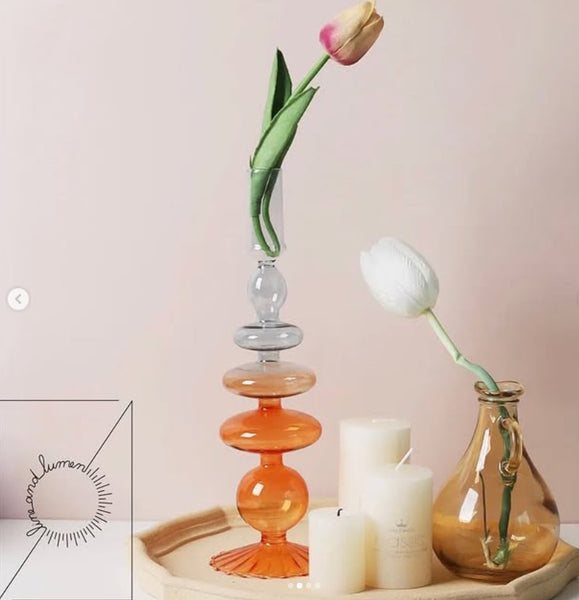 Ombre Colored Glass Vases / Candleholder