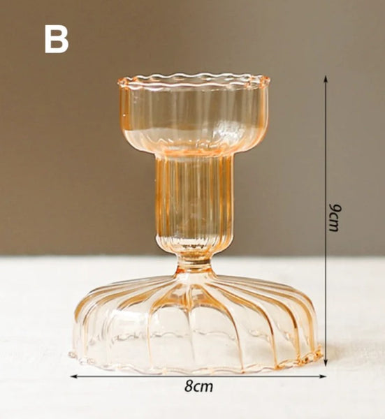 Vintage Amber Vase /  Candleholder