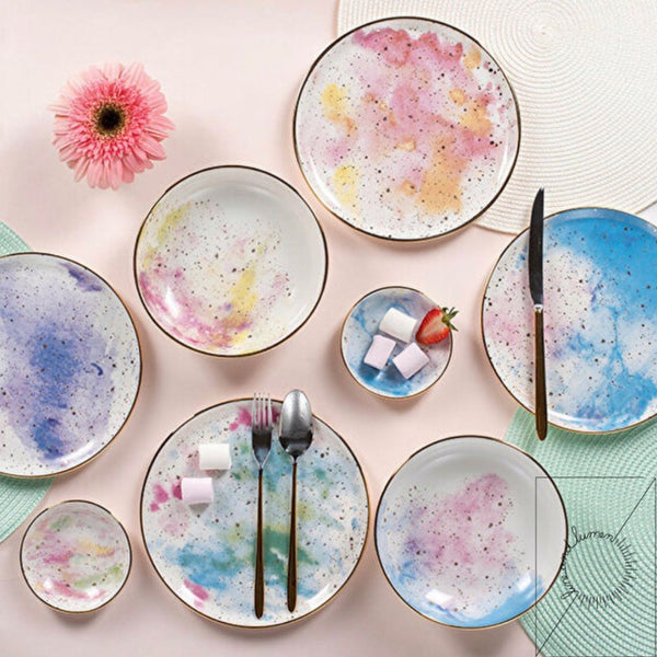 Porland Cosmos Mixed Color Serving & Breakfast Set 24 pcs for 6 people