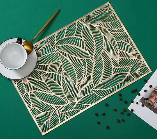 Gold Rectangular Leaf Placemat