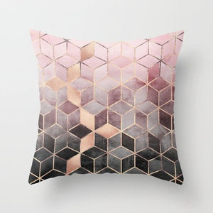 Soft Pink Gradient Cubes Cushion Covers