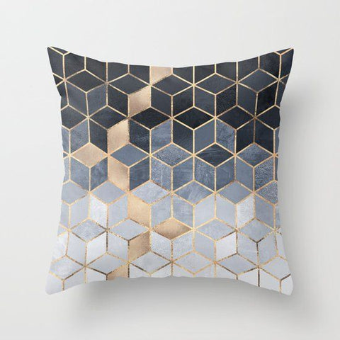 Soft Blue Gradient Cubes Cushion Cover