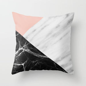 Pink, Black and White Marble Cushion Cover