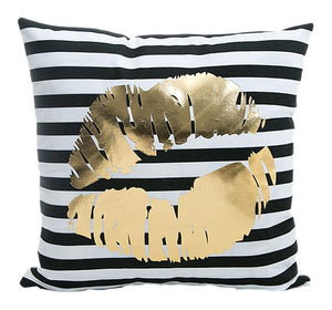 Black and White Gold Kiss Cushion Cover