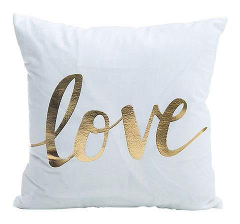 White and Gold Love Cushion Cover