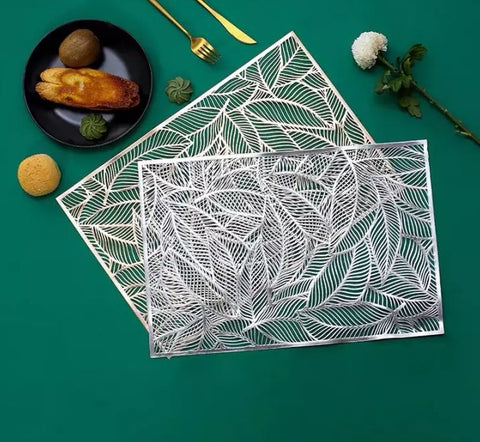 Silver Rectangular Leaf Placemat