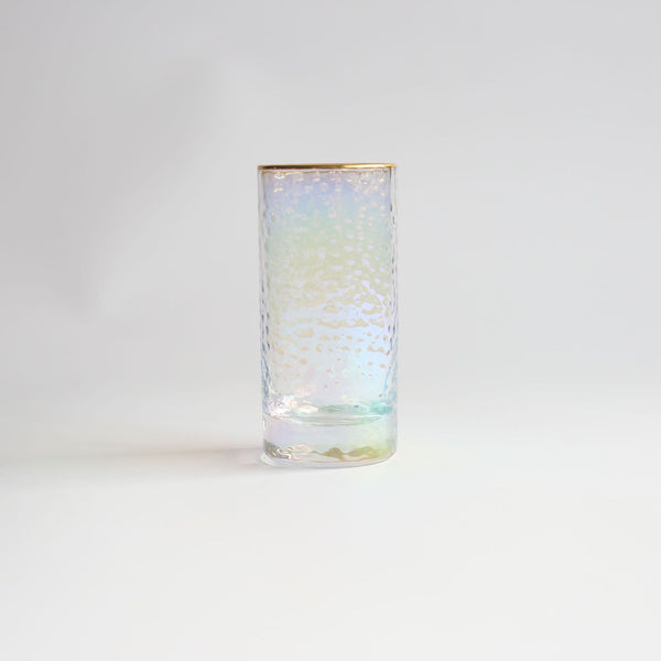 Colorful Glass Cylinder Shape With Gold Rim