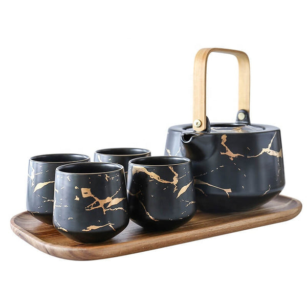 Gold And Black Marble Tea Set