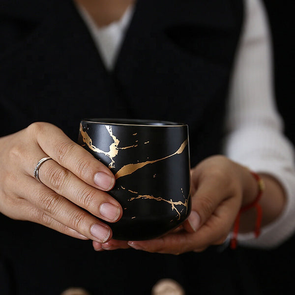 Gold And Black Marble Tea Set