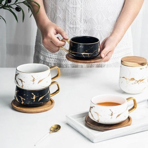 Gold And Marble Japanese Style Mugs