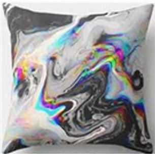 Colorful Waves in Statuario Marble Cushion Cover