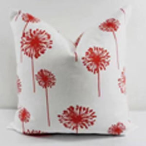 Red and White Flower Motif Cushion Cover