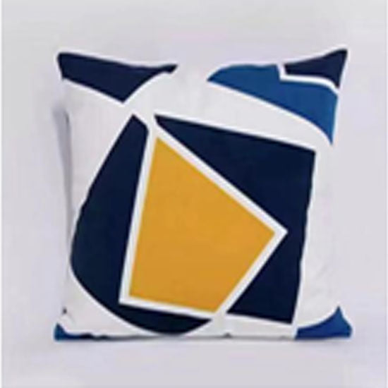 Blue and Yellow Motif Cushion Cover