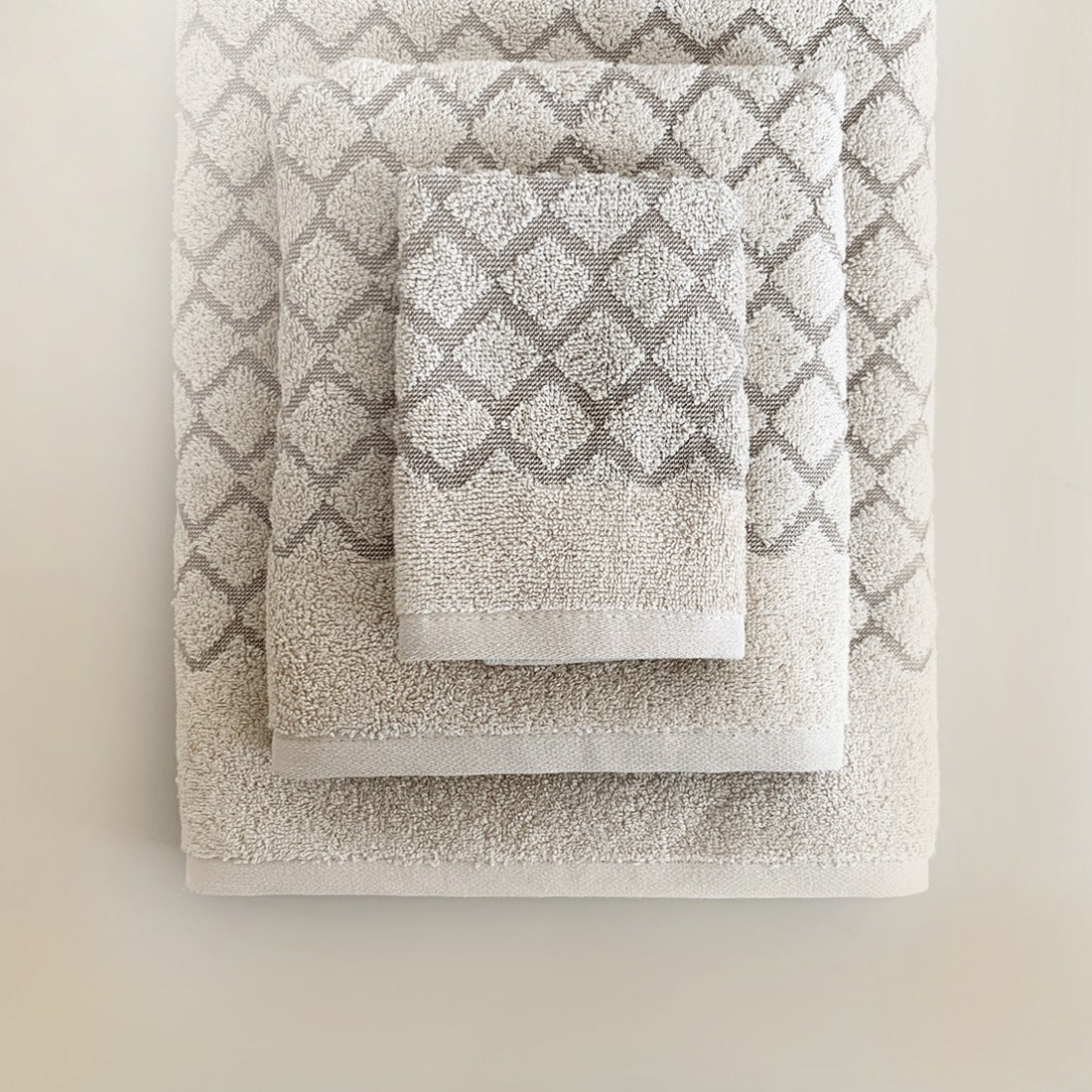 3D Diamond Pattern Beige Towels Collection