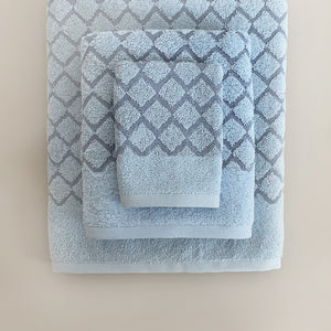 3D Diamond Pattern Blue Towels Set