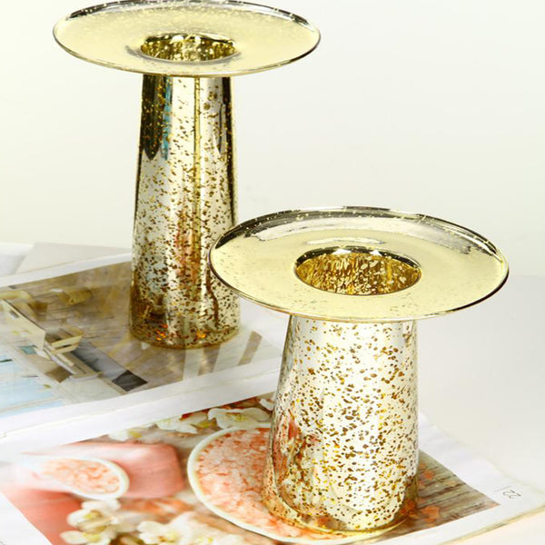 Golden 2 Sized Vases / Candle Holder