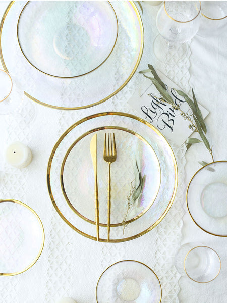 Colorful Dinner Set With Gold Rim