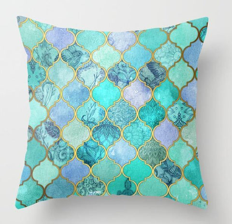 Motif Cyan Shades Cushion Cover