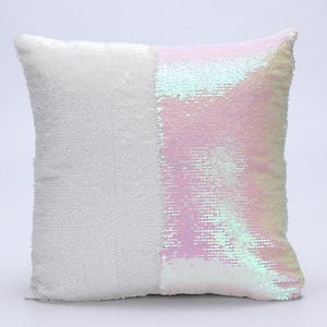 White and Pink Double Sequin Cushion Cover