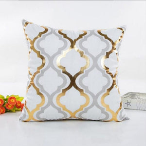 Grey White and Gold Baroque Cushion Cover