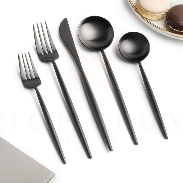 Black Matt 4 Pieces Set Cutlery