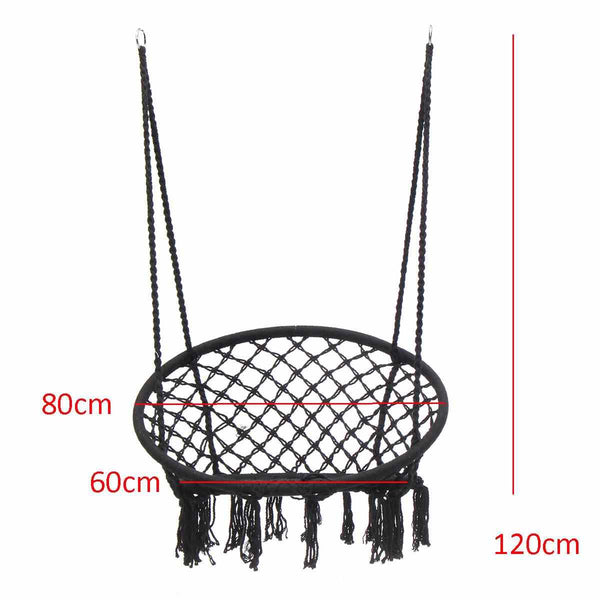 Indoor and Outdoor Black Round Hanging Hammock