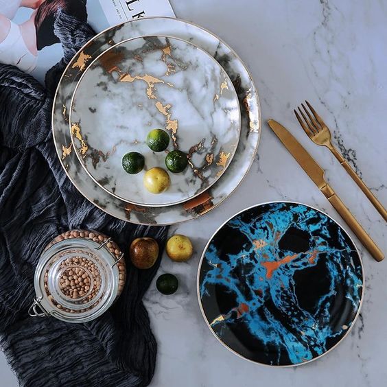 Different Colored Carrara Marble Plates