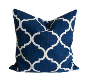 Blue and White Moroccan Chenille Cushion Cover