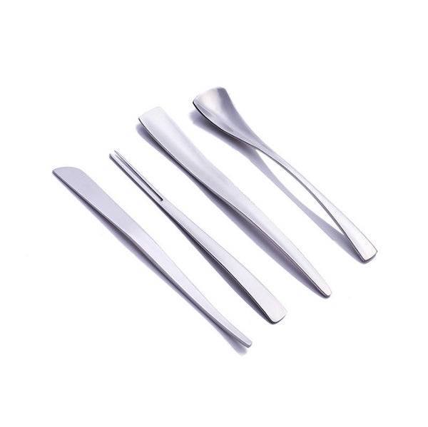 Silver Modern Design Dessert Cutlery 4 Pieces Set