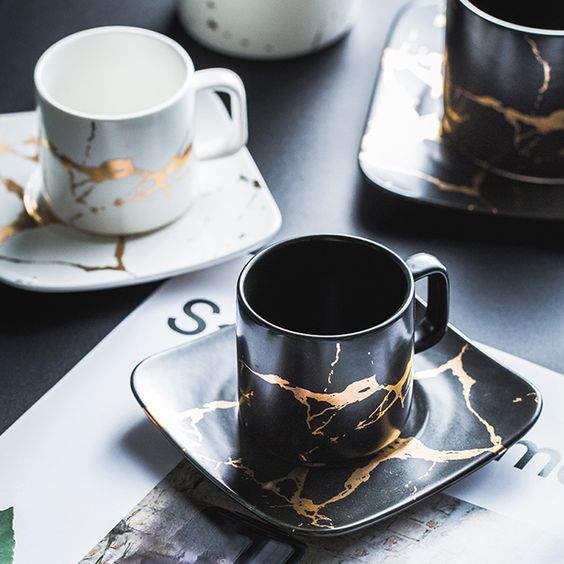 Gold And Marble Coffee Cups