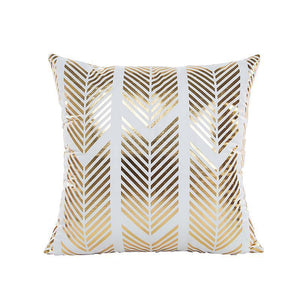 Arrow Motif White and Gold Cushion Cover