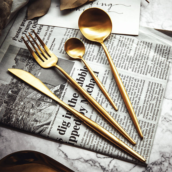 Gold Matt 4 Pieces Set Cutlery