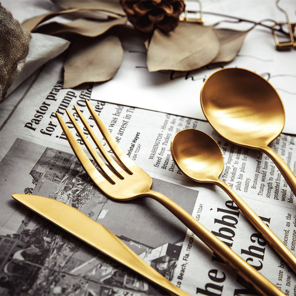 Gold Matt 4 Pieces Set Cutlery