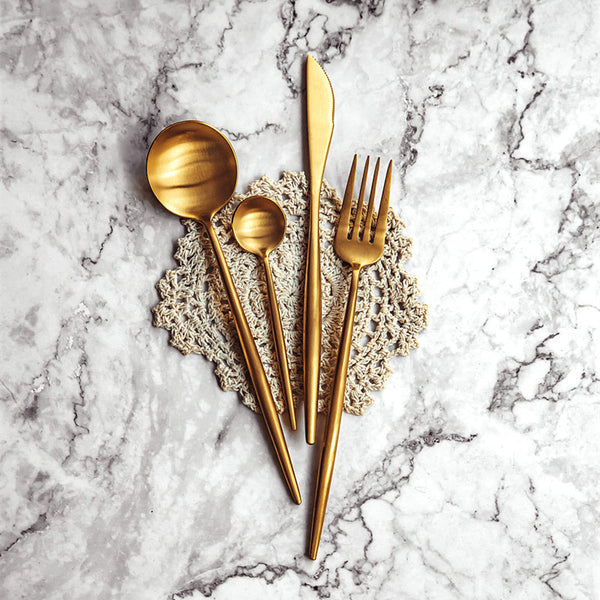 Gold Matt 4 Pieces Set Cutlery