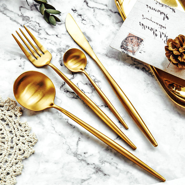 Gold Matt 4 Pieces Set Cutlery