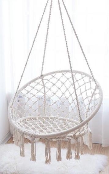 Indoor and Outdoor White Round Hanging Hammock