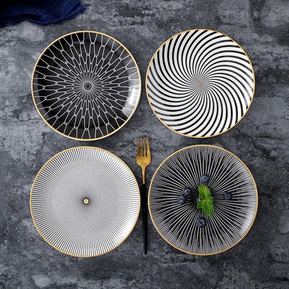 Mix And Match Illusion Plates With Gold Rim