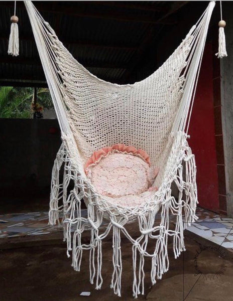 Indoor and Outdoor White Crochet  Hanging Hammock