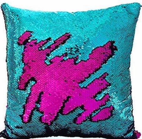 Blue and Purple Double Sequin Cushion Cover