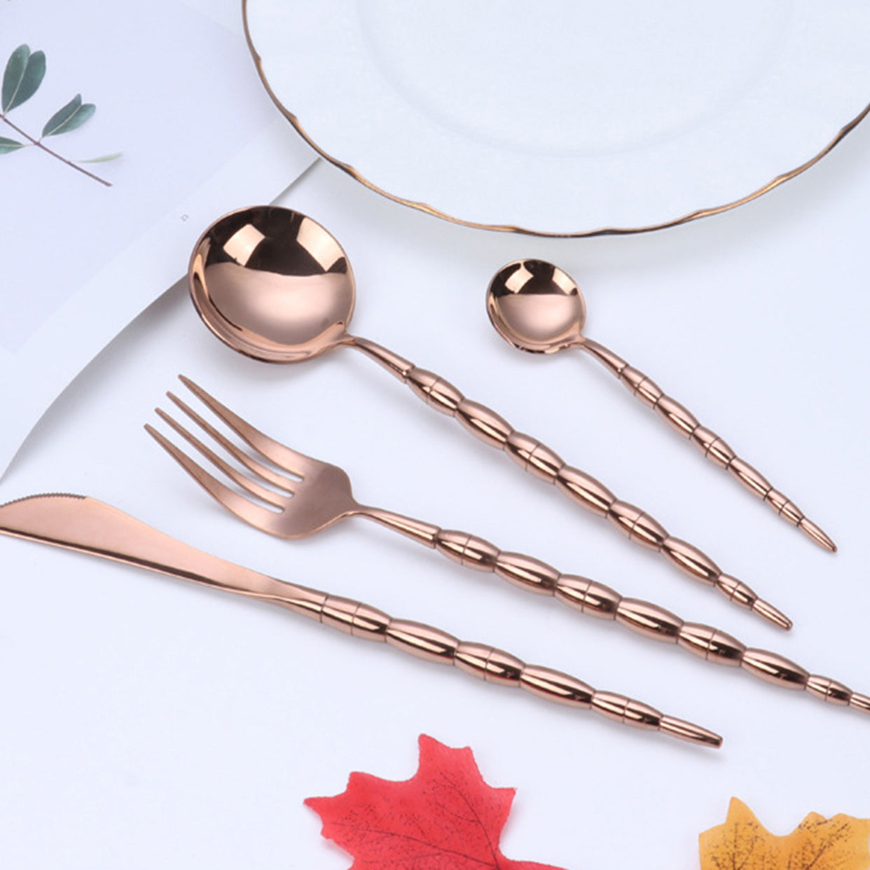 Rose Gold Sophisticated Handle 4 Pieces Set Cutlery